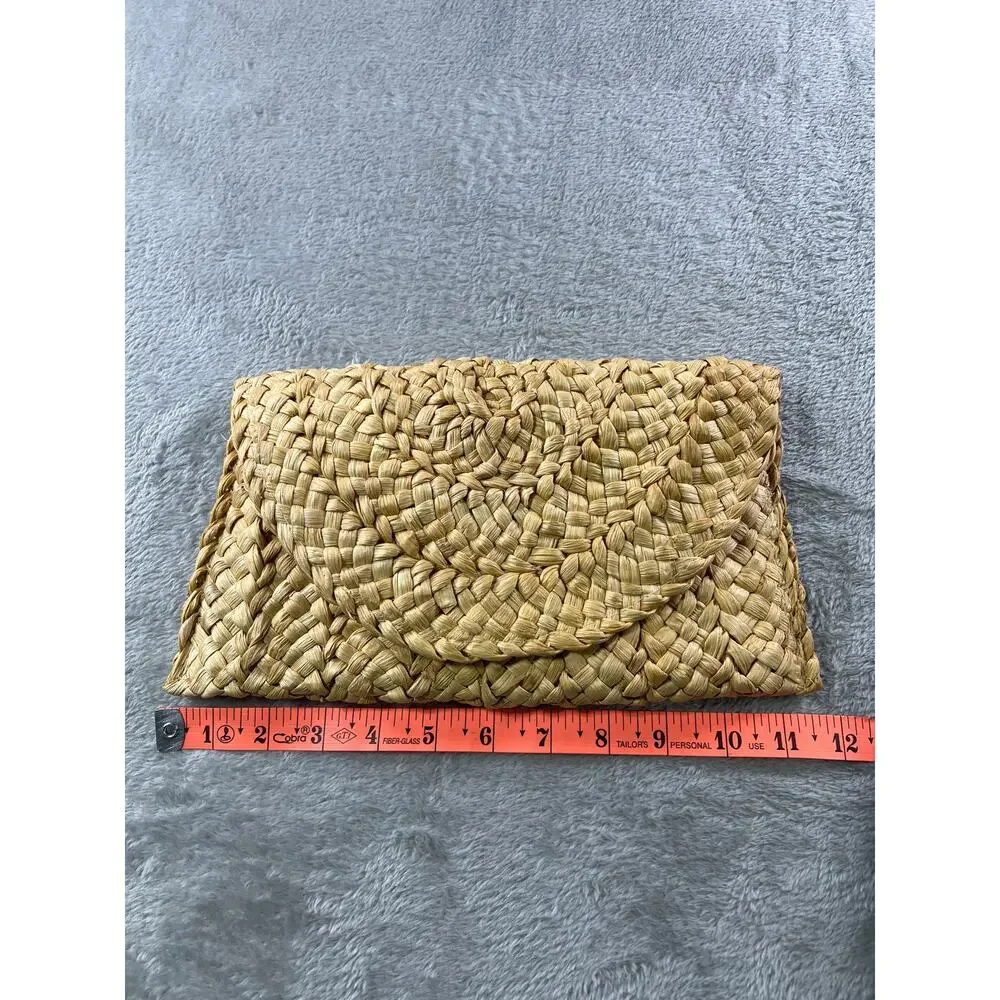 Straw Clutch Handwoven Purse Boho Coastal Beach Resort Woven Festival Bag